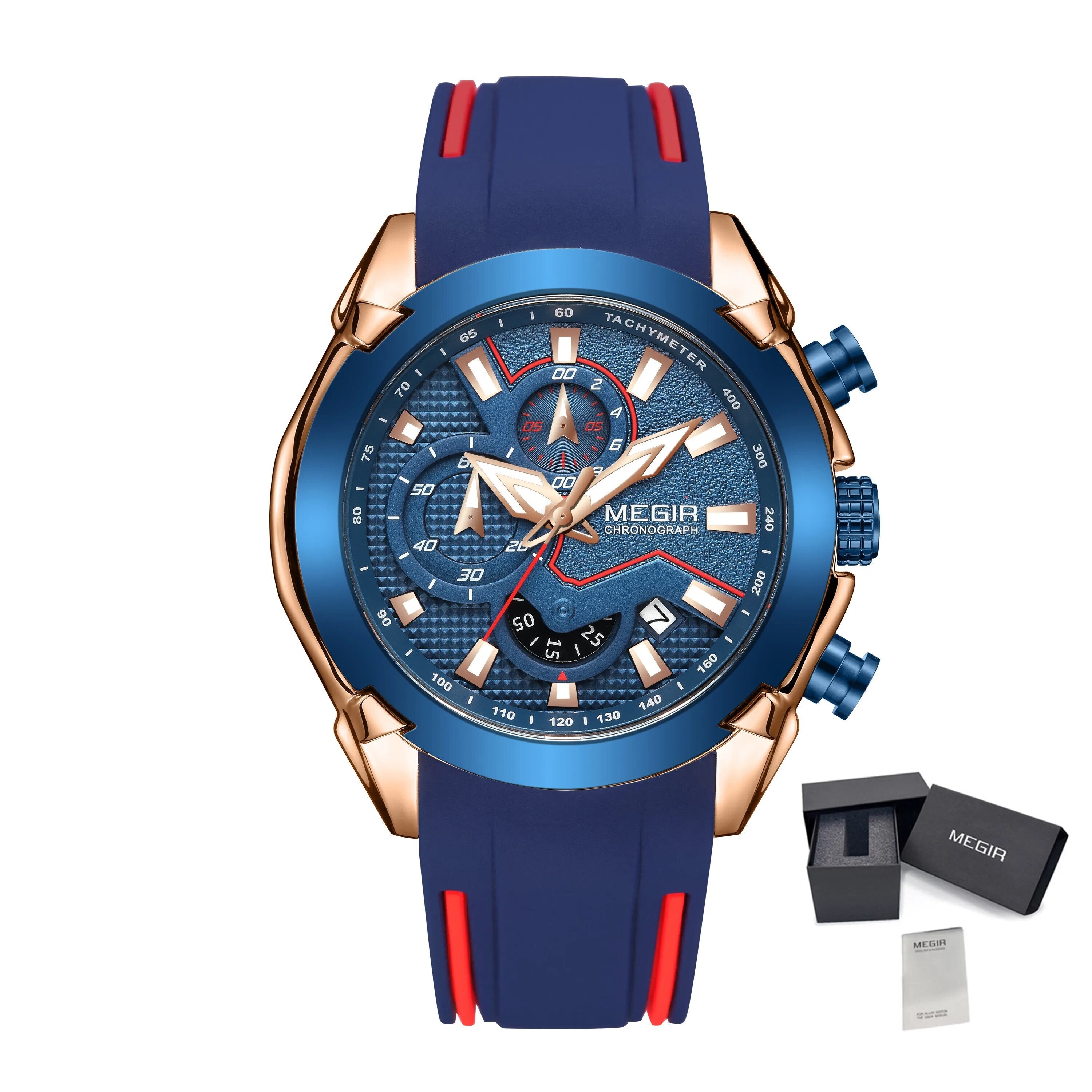 MEGIR Fashion Men's Watches Silicone Military Sport Watch Waterproof Date Chronograph Clock Wrist Watch Relogio Masculino 2065-9
