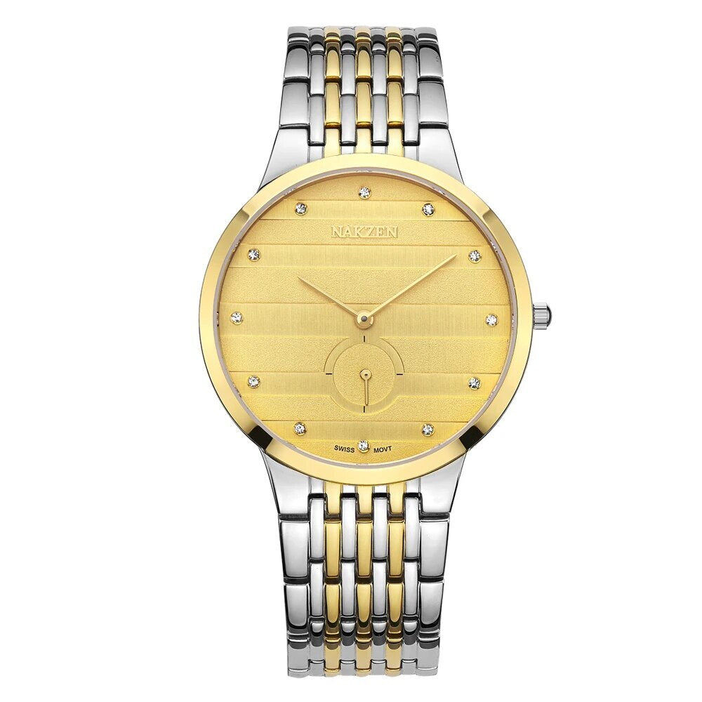 NAKZEN Commerce Diamond Men Watch Famous Luxury Brand Sapphire Watches Men's Stainless Steel Simple Black Gold Watch Male Clock-1