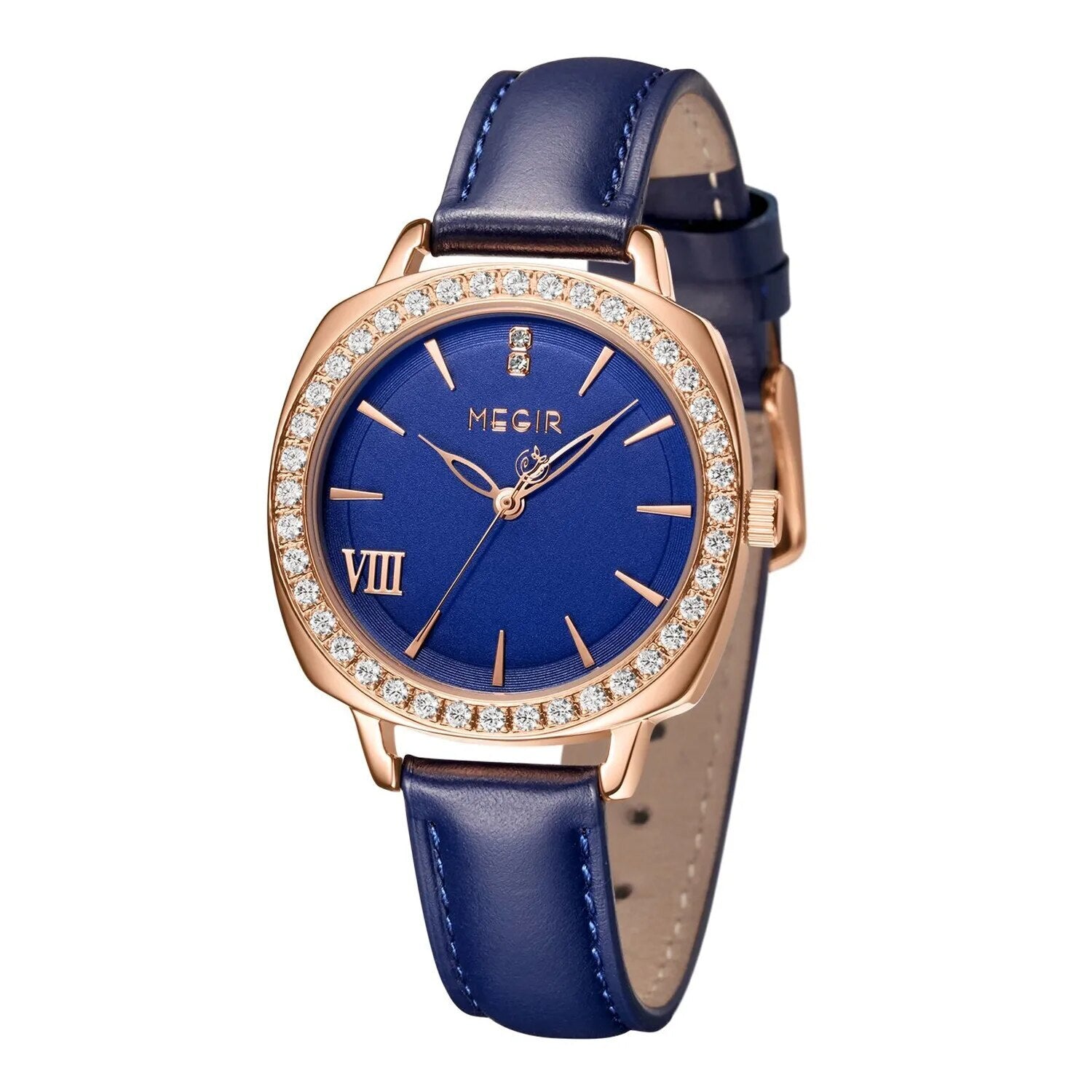 MEGIR Fashion Women Watch Luxury Diamond Leather Ladies Bracelet Watch Female Quartz Wristwatches Dress Clock Relogio Feminino-4