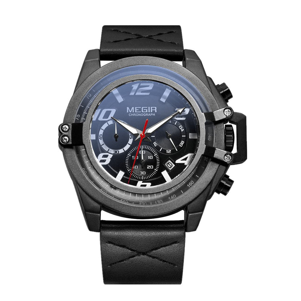 MEGIR Fashion Mens Watch Top Brand Luxury Sports Watches Waterproof Quartz Clock Leather Military Wrist Watch Relogio Masculino-7