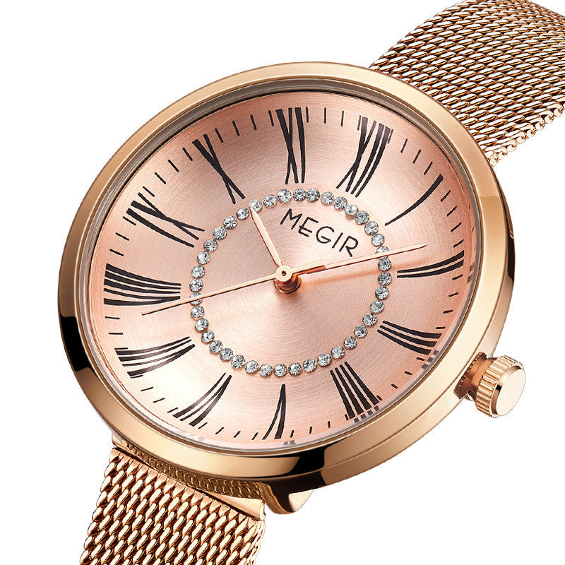 MEGIR Luxury Women Watches Fashion Quartz Watch Ladies Clock Stainless Steel Waterproof Female Watch Relogio Feminino 7014-6