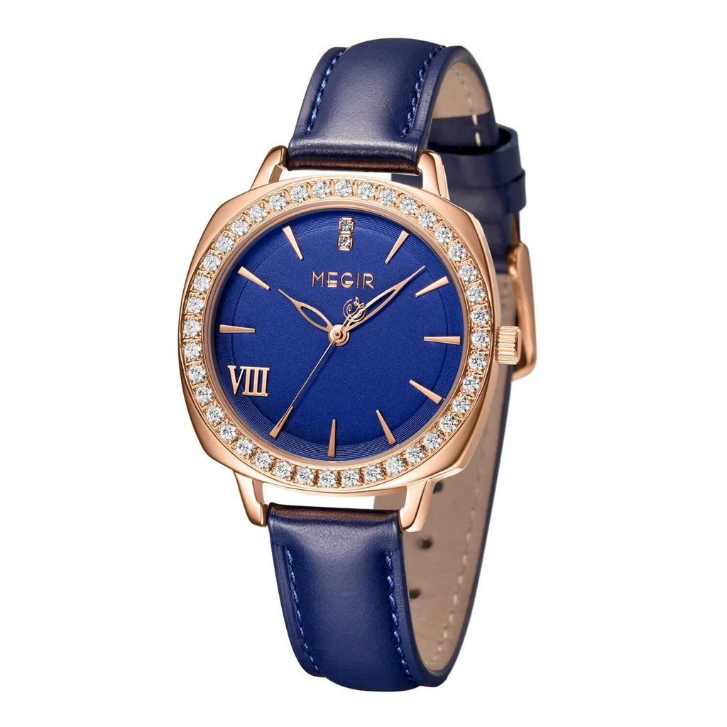 MEGIR Fashion Women Watch Luxury Diamond Leather Ladies Bracelet Watch Female Quartz Wristwatches Dress Clock Relogio Feminino-4