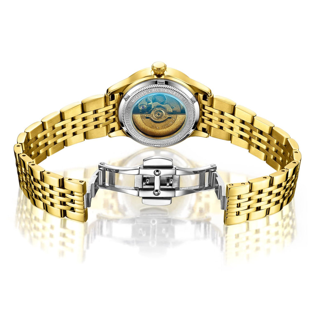 MEGIR Fashion Business Casual Watch for Women Sapphire Automatic Mechanical Wrist Watch Ladies Stainless Steel Female Date Clock-6